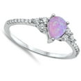 thumbnail image 4 of CHOOSE YOUR COLOR Pink Simulated Opal .925 Sterling Silver Band White CZ Jewelry Female Size 5, 4 of 4