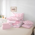 thumbnail image 6 of Manfei Ribbon Bow 7-Piece Bedding Comforter Set For Kids,Pink Polka Dots Print Letter M Initial Monogrammed King Bedding Sets,Pink Reversible, 6 of 7