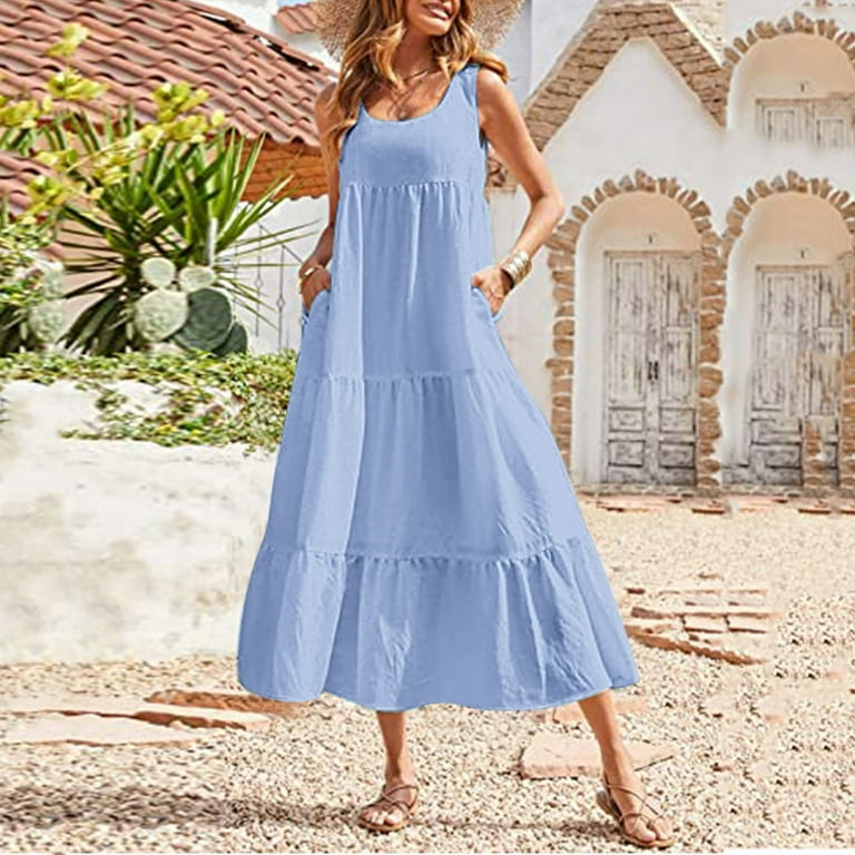 Casual cotton top long dresses