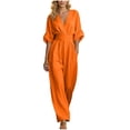 thumbnail image 2 of YanHoo Plus Size Jumpsuit for Women Half Sleeve V Neck Jumpsuits Wide Leg Pants Rompers with Pockets, 2 of 8