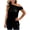 Black, variant on Women's One Shoulder Asymmetrical Hem Sleeveless Blouse Summer Business Casual Shirt Tops Trendy Solid Dressy Tops White