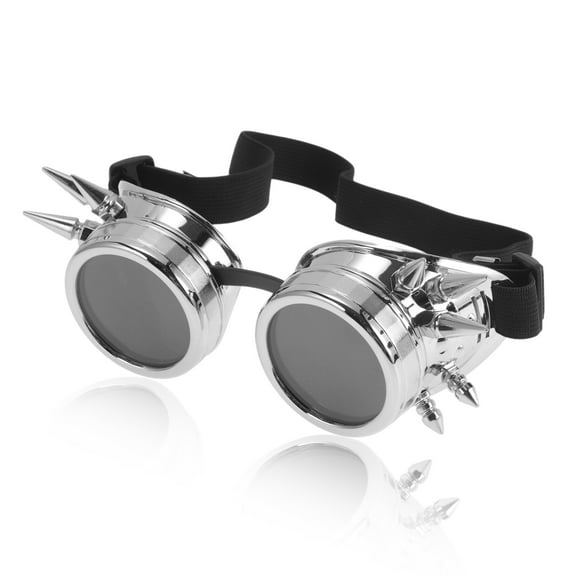 Unique Bargains 1Pc Motorcycle Riding Goggles Glass ABS Cycling Sunglasses Black Lens Bright Silver Tone Frame