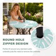 thumbnail image 4 of Round Outdoor Tablecloth with Umbrella Hole and Zipper, Aqua Monstera Leaf Tablecloth with Elastic Waterproof, Summer Tropical Plant Botanical Boho Patio Table Covers for 31" - 35" Pool Tables, 4 of 9