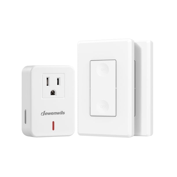 Interruptor de pared remoto inalámbrico y toma de corriente DEWENWILS RF de 100 pies