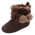 thumbnail image 2 of BLTIBY Girls Snow Boots Toddler Baby Boot Kids Winter Warm Fur Lined Waterproof Boots Leather Non-slip Shoes Coffee 12-18 Months, 2 of 9