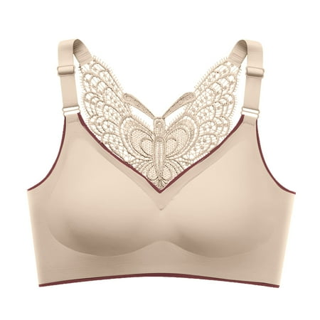 Siilsaa Strapless Bra Sports Bra for Women Padded Push Up Sports Bra Athletic Running Sports Bra Workout Bra Yoga Bra Beige 3XL