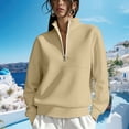 thumbnail image 2 of DIOAZUD Women's Half Zip Sweatshirt Stand Collar Long Sleeve Pullover No Pockets Cozy Casual Fall Winter Everyday Top for Women Khaki S-XXL, 2 of 8