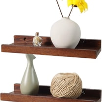 12 Inch Floating Shelves Wall Mounted Set of 2, Rustic Wall Shelves for Decor and Storage, Solid Walnut Wood Shelf, Picture Ledge for Bedroom/Bathroom/Living Room/Kitchen, Walnut Color,