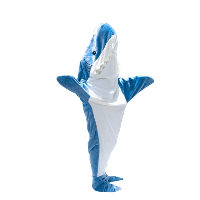 Manta de tiburón suave y cálida para adultos con diseño de capucha y mono Suelto Fivean unisex