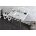 thumbnail image 2 of Kingston Brass LMS3630MBSQ8 Pemberton 36" Carrara Marble Console Sink with Brass Legs (8-Inch, 3-Hole), Carrara Marble White/Brushed Nickel, 2 of 8