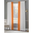 thumbnail image 5 of Orange Solid Color Texture Sheer Curtains 96 Inch Length 2 Panels Set, Semi Transparent Voile Rod Pocket Curtains for Living Dining Room Bedroom Drapes Simple Orange Stripes, 5 of 6