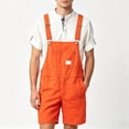 thumbnail image 2 of BOOMNY Mens Short Bib Overalls Wide Leg Short Jumpsuits for Men Loose Fit Adjustable Strap Solid Color Casual Shortalls With Pocket, 2 of 4