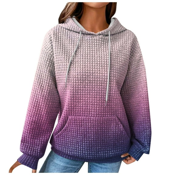 NOLDARES Women's Lightweight Hoodies Drawstring Long Sleeve Pocket Sweatshirt Casual Fashion Pullover Tops(Purple,XL)