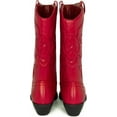 thumbnail image 5 of Ring- Women's Cowboy / Cowgirl Pull On Western Stacked Heel Mid Calf Almond Pointed Toe Boots (Red Pu, 5.5), 5 of 6