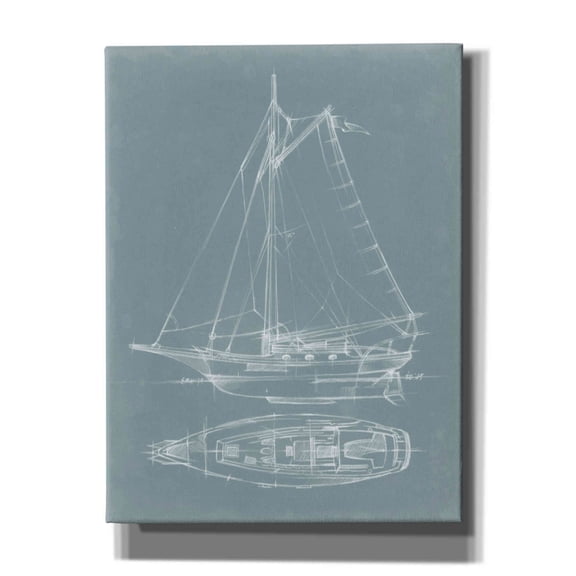 Epic Graffiti "Yacht Sketches IV" by Ethan Harper, Canvas Wall Art, 12"x16"