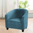 thumbnail image 2 of Thick Velvet Club Chair Slipcover, Stretch Armchair Covers Tub Chair Covers Sofa Couch Cover for Bar Counter Living Room Blue, 2 of 8