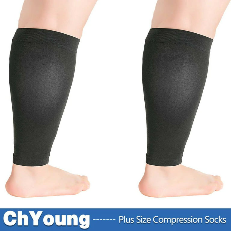 (2 Pair) Compression Stockings for Women and Men 20-30 mmHg Open Toe -  Opaque Support Hose to Improve Circulation Varicose Veins Swelling Edema