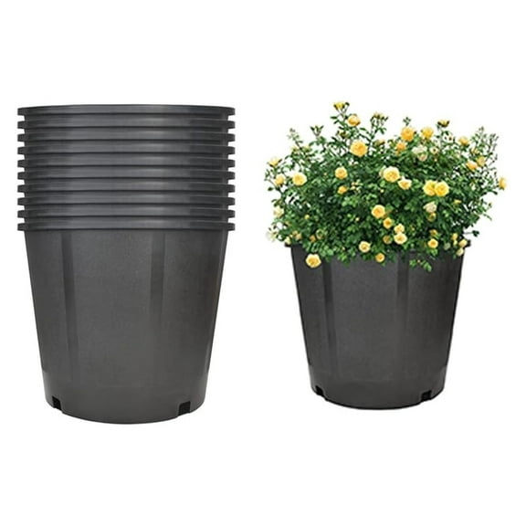 Nursery Pots 3 Gallon 10-Pack - Black Plant Pots for Garden, Indoor & Outdoor Use - Premium Heavy Duty Plastic Planters with Wide Rim