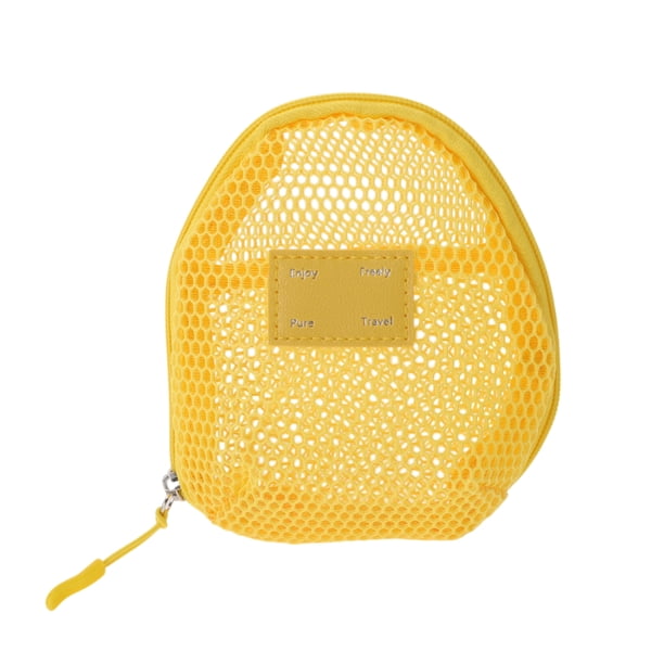Bolsas de maquillaje de malla de mano únicas 1 Pc poliéster amarillo 4.92in