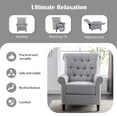 thumbnail image 6 of Pushback Linen Tufted Recliner Single Sofa with Nailheads Roll Arm for Living Room, Bedroom, Office, Gray, 6 of 8