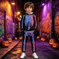thumbnail image 2 of XIYON Boy Halloween Outfit Skeleton Hoodie Sweatshirt and Sweatpants Cozy 2 Piece Sweatsuit Fall Winter Clothing Set, 2 of 6