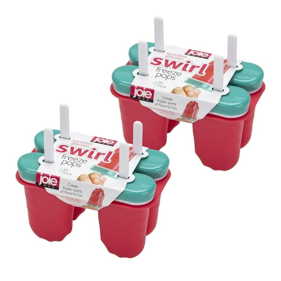 Joie Swirl Freezer Ice Pop Tray, BPA Free, Set of 2, Each Tray Makes 4 Ice Pops
