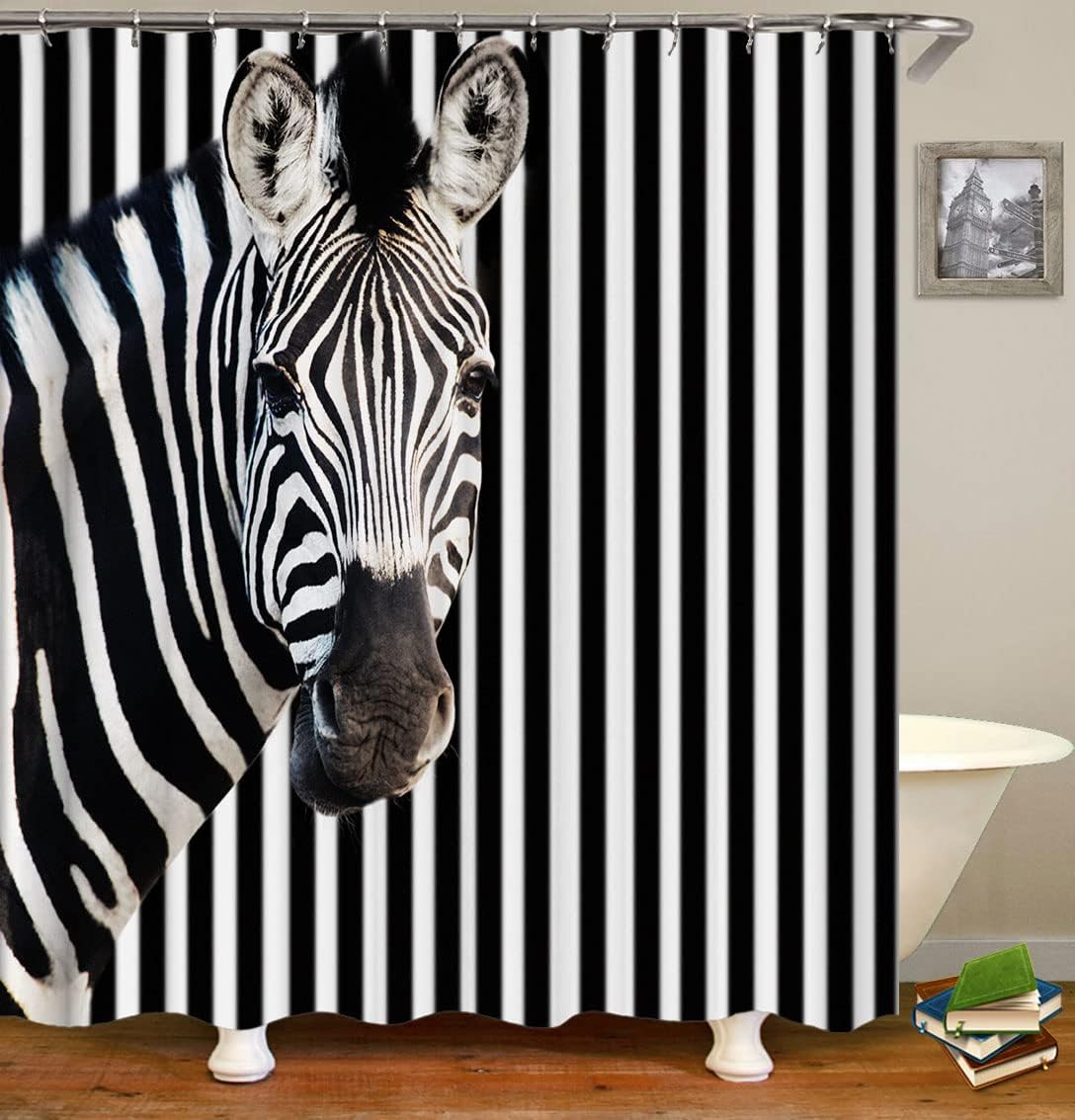 JOOCAR Zebra Shower Curtain, Zebras Painting Shower Curtains for