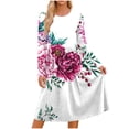 thumbnail image 2 of Ynynloco Women's Casual Long Sleeve Dresses A line Empire Waist Knee Length Loose Swing Party Dress with Pockets, 2 of 7