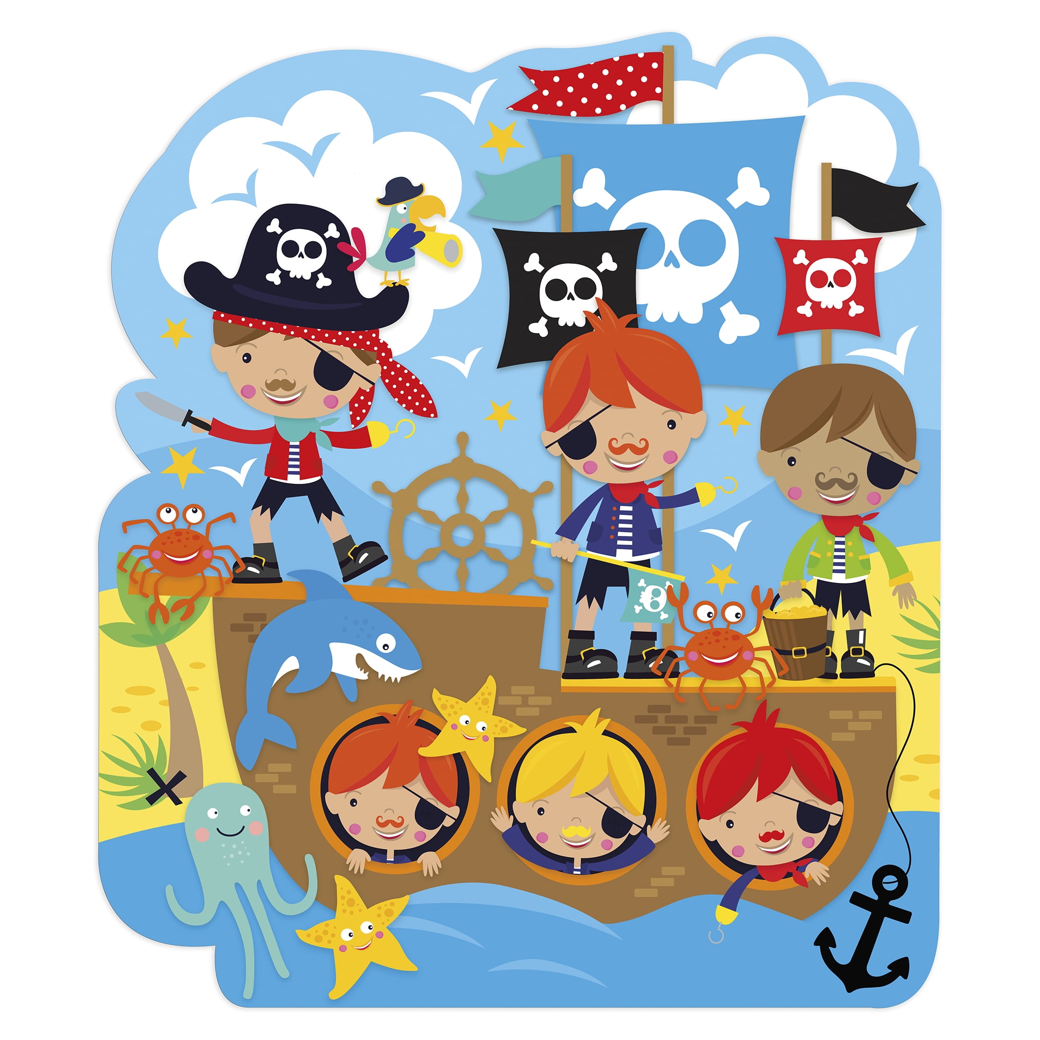 Ceaco 24+30+36-Piece 3 in 1 Kids Shaped Pirates Multi-Pack