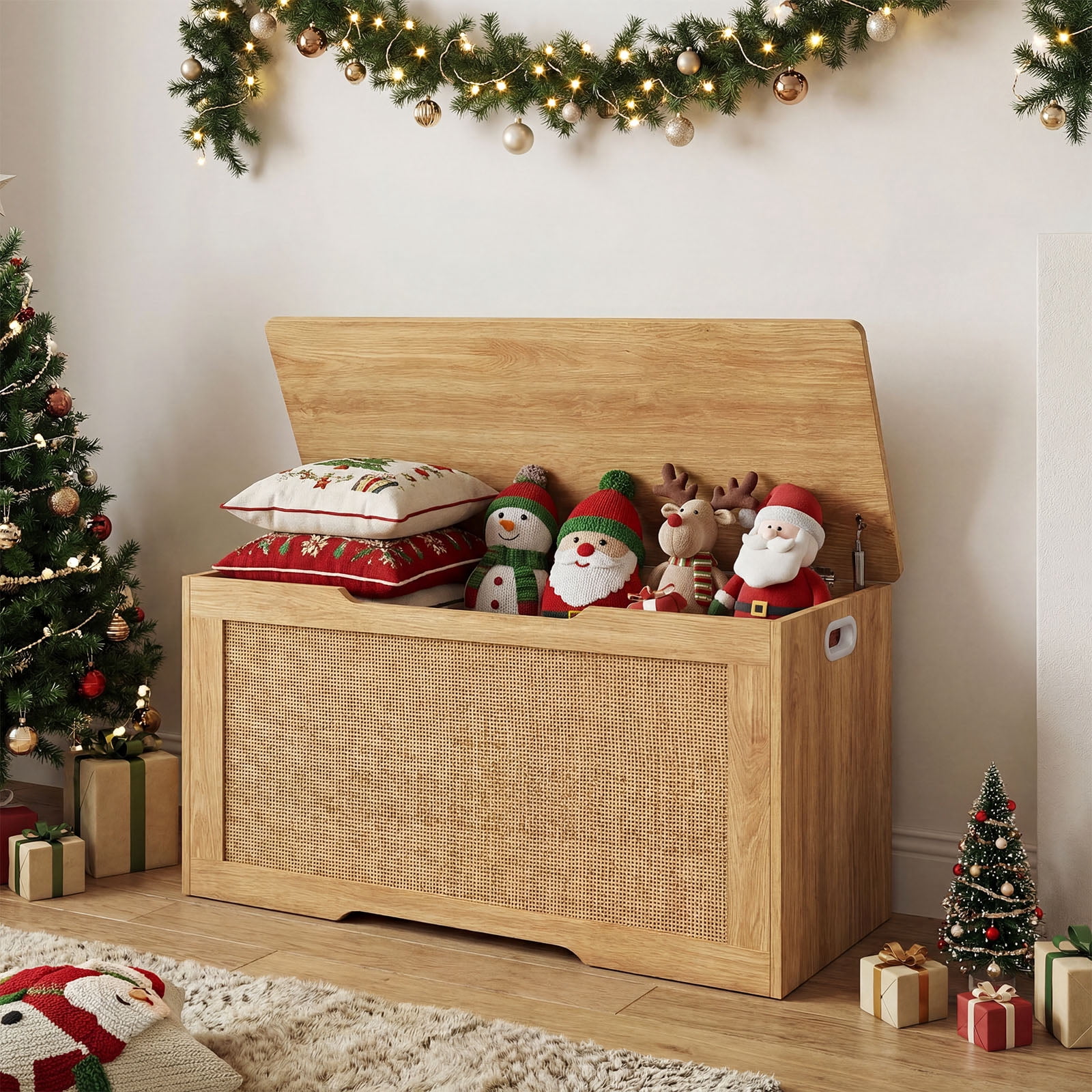 Costway Kids Storage Bench, 40” Toy Box with Flip Top, 2 Metal Hinges and Side Handles