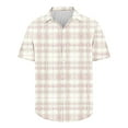 thumbnail image 4 of Mens Short Sleeve Button Down Shirts 2025 Summer Plaid Print Lapel Beach Shirts for Men Fashion Lightweight Casual Work Shirts, 4 of 5