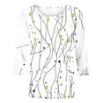 thumbnail image 4 of Ounisa 3/4 Length Sleeve Womens Tops Round Neck Loose Cute Spring Summer Tee Shirts Dressy Casual Print Blouses Tunic, 4 of 9