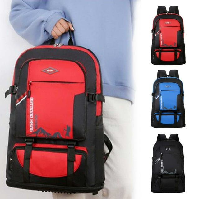 Mochila de Senderismo Expandible de 50-60 L, Gran Capacidad, Resistente Al Agua y con Múltiples Compartimentos, Disponible En Rojo, Negro y Azul, 36 X 16 X 63 Cm