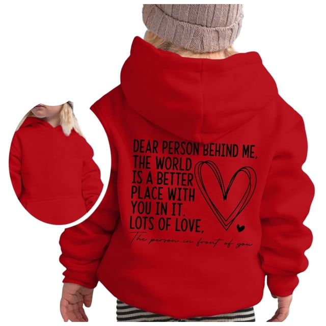 PMVFHDE Sweat Graphique pour Fille Manches Longues Hoody Doux Enfants Mignon Imprimé Fleur Pullovers Chandail à Capuchon Tops, Rouge, 2-3 Ans