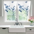 thumbnail image 4 of Navy Blue Floral Balloon Curtains for Bedroom/Front Door/Bathroom, Spring Flowers Butterflies Watercolor Tie Up Curtains 63 Inch Length Light Filtering Kitchen Curtains Shades for Windows 46"x63", 4 of 8