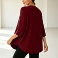thumbnail image 4 of Hurxie Women Tops 3 Pack 3/4 Sleeve Crewneck Cute Basics Tees Casual Fashion Summer Spring T Shirts Business Work Tee Top Wine,M, 4 of 8