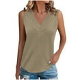 thumbnail image 3 of Fanxing Khaki Women's Summer Tank Tops Dressy Casual Blouses Xl Hide Belly Curvy Sleeveless Shirts （Women's S-2XL), 3 of 8