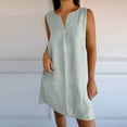 thumbnail image 2 of Cinvoph Robe d'Été Femme Col en V Sans Manches Unie Décontractée Ample Plage Midi, 2 of 6