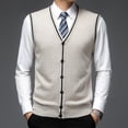 thumbnail image 5 of Nuevo cárdigan de punto con botones para hombre, suéter de lana sin mangas con cuello en V para primavera y otoño, chaleco informal para hombre, cárdigan de punto, 5 of 5