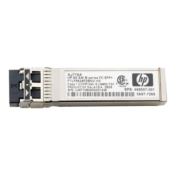 HPE B-Series - SFP+ transceiver module - 8Gb Fibre Channel (SW) - Fibre Channel - for Brocade 16Gb/12, 16Gb/24; HPE 8/24, 8/8; StoreFabric SN4000, SN6500, SN8600B 4-slot