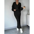 thumbnail image 5 of Female Sweater Dress Knit Two Piece Maxi Skirt Sets Black L, 5 of 8