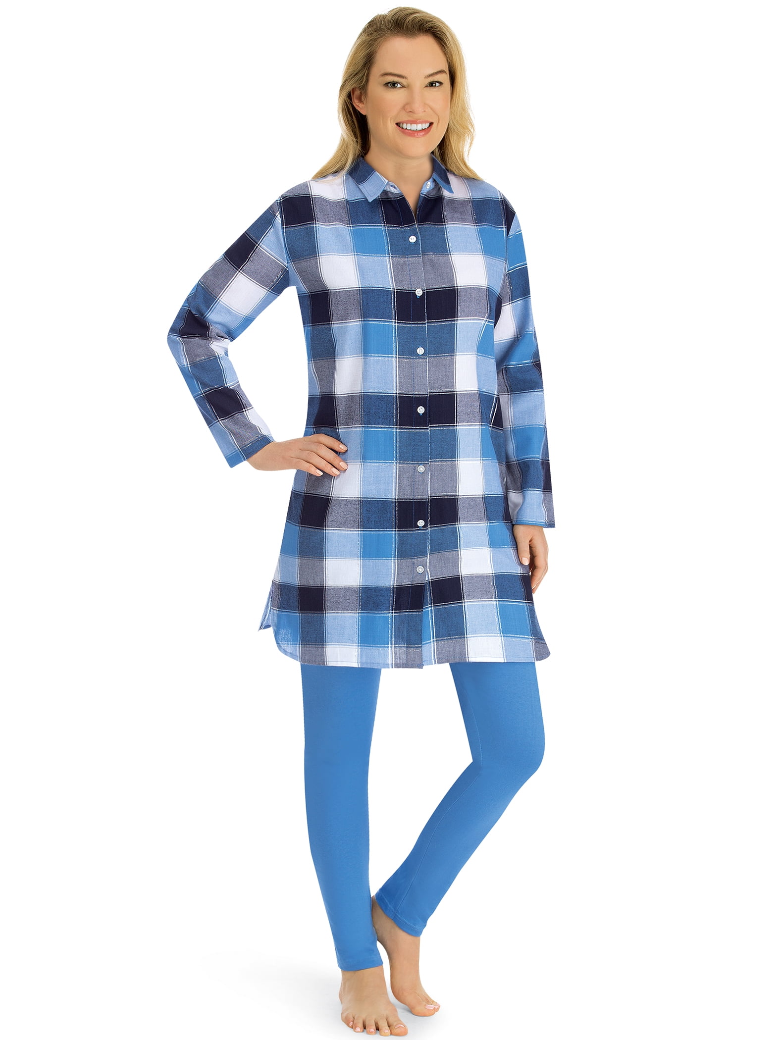 2-Piece Plaid Button Down Front Tunic 