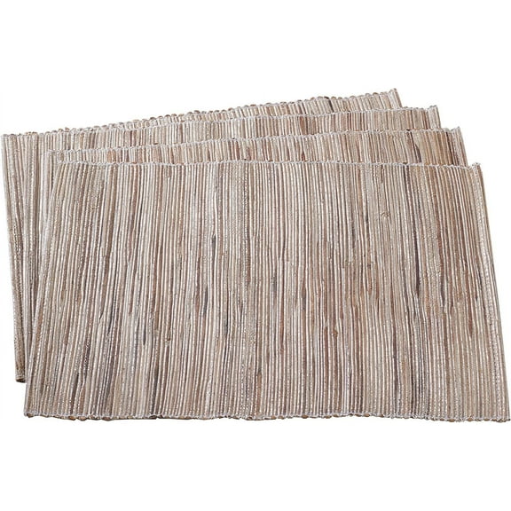 Fennco Styles Shimmering Woven Nubby Texture Water Hyacinth Table Placemat (Natural 14"x20")