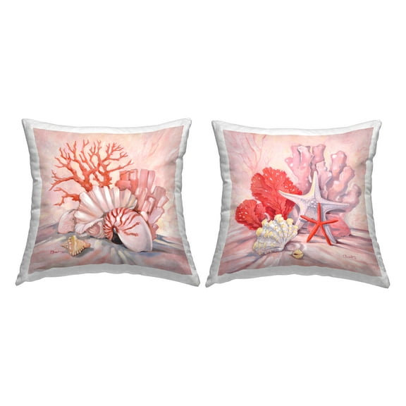 Stupell Industries Varied Pink Ocean Sea Life Starfish Design by Paul Brent Throw Pillow (set of 2)