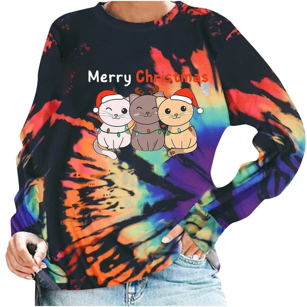 Camiseta suelta estampada a la moda para mujer, blusa de manga larga, cuello redondo, camisetas informales Pompotops FGAJ10170