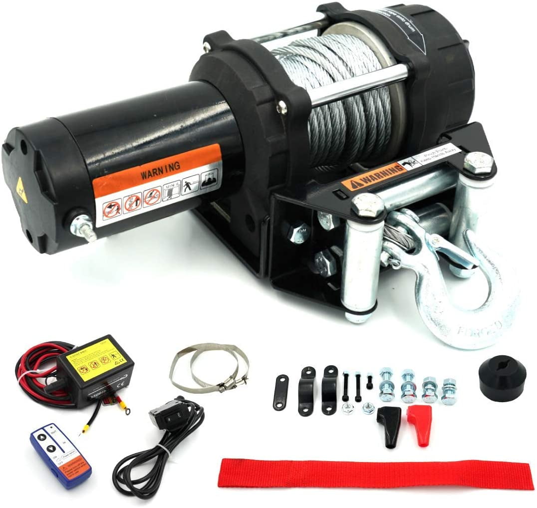 Electric Towing Winch with Steel Cable Tools Fit for Car ATV UTV 12V 3500 LBS