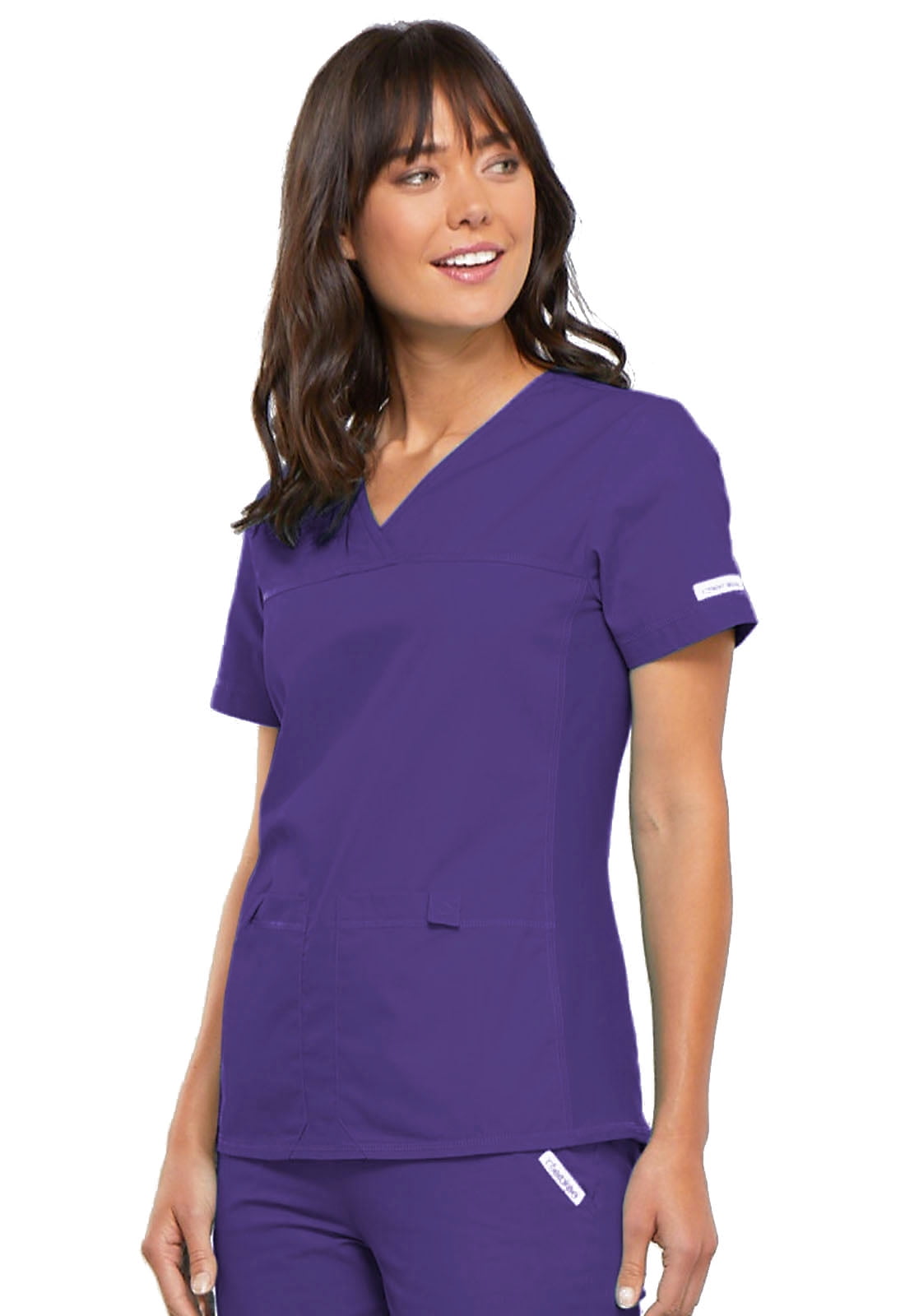 Cherokee 2968 V-Neck Knit Panel Top - Grape - XL