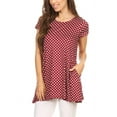 thumbnail image 3 of Women's Short Sleeve Polka Dot Round Neck Casual Pockets Blouse Top, 3 of 5