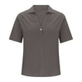 thumbnail image 5 of Posijego Cotton Linen Tops for Women V Neck Short Sleeve Collared Dressy Blouses Lightweight Casual Shirts for Ladies, 5 of 6
