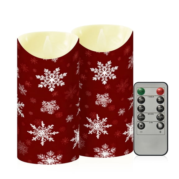 Wobogo Snowflake Pattern Flameless Candles with Remote Battery Operated Flickering LED Candles with Timer 2/4/6/8H Medium Size
